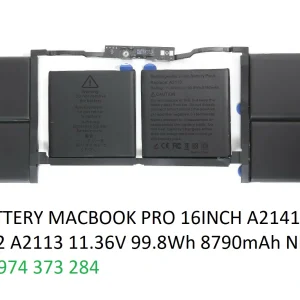 PIN BATTERY MACBOOK PRO 16INCH A2141 MVVL2 MVVM2 A2113 11.36V 99.8Wh 8790mAh NEW