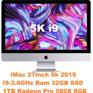 iMac 27inch 5k 2019 I9-3.6GHz Ram 32GB 1TB SSD Radeon Pro 580X 8GB Retina 5K 27-Inch BTO CTO - iMac19,1 - A2115 - 3194